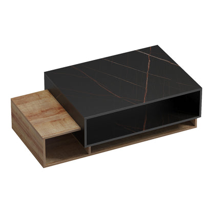 Dekost coffee table in oak-black marble shade 105x50x35cm