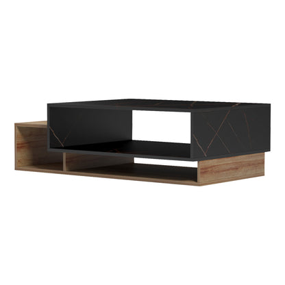 Dekost coffee table in oak-black marble shade 105x50x35cm