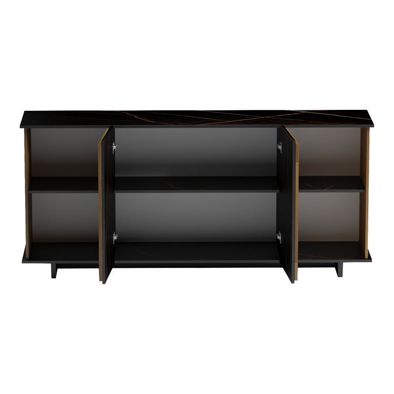 Zafore pakoworld sideboard in walnut color with black marble 180x45x80cm