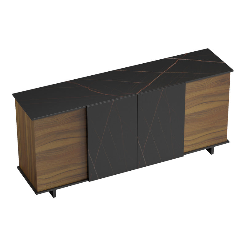 Zafore pakoworld sideboard in walnut color with black marble 180x45x80cm