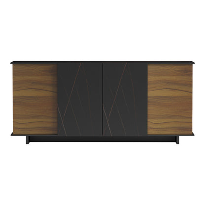 Zafore pakoworld sideboard in walnut color with black marble 180x45x80cm