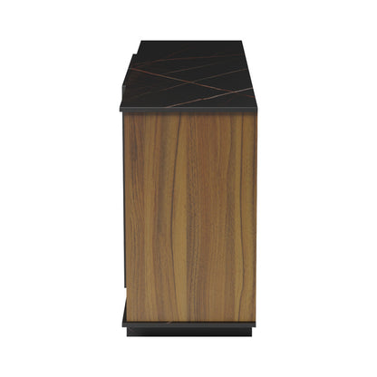 Zafore pakoworld sideboard in walnut color with black marble 180x45x80cm
