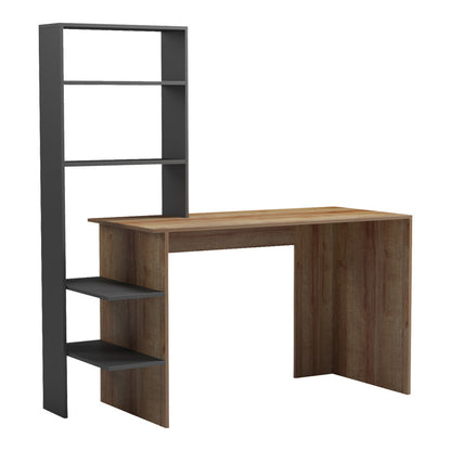 Bivoro work desk with shelf in oak-gray shade 140χ55x150cm