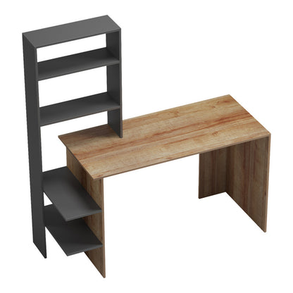 Bivoro work desk with shelf in oak-gray shade 140χ55x150cm