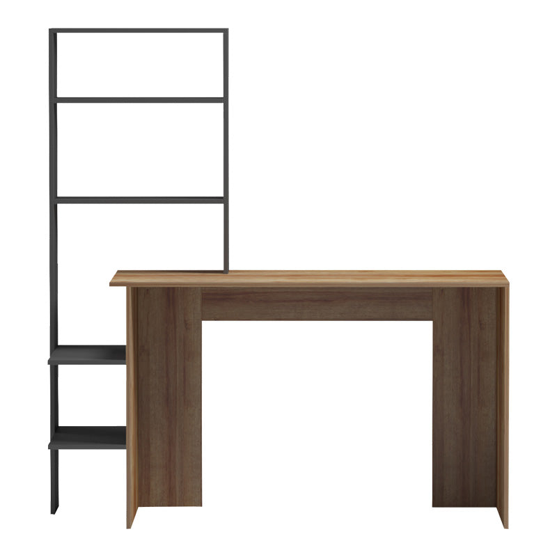 Bivoro work desk with shelf in oak-gray shade 140χ55x150cm