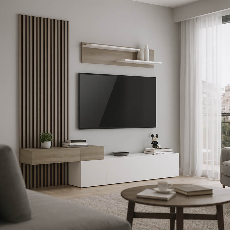 Litende living room set in white-sonoma shade 249.4x42.2x199.5cm