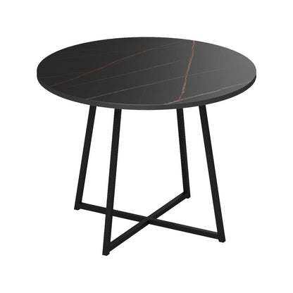 Sarah I table in black marble with black metal legs D100x76cm