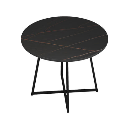 Sarah I table in black marble with black metal legs D100x76cm