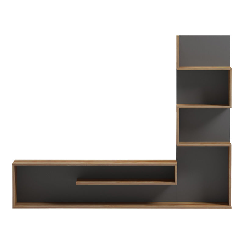 Cazenda tv unit with bookcase in oak and dark grey color 160x29x126cm