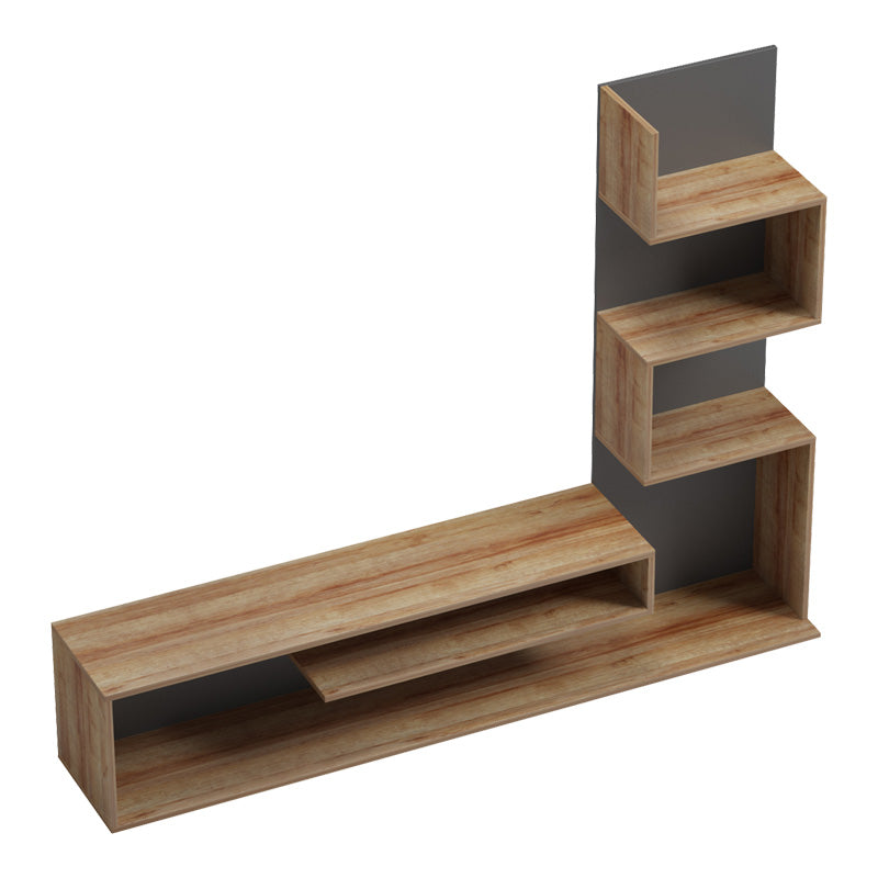 Cazenda tv unit with bookcase in oak and dark grey color 160x29x126cm