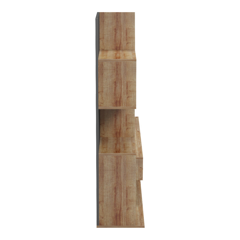 Cazenda tv unit with bookcase in oak and dark grey color 160x29x126cm