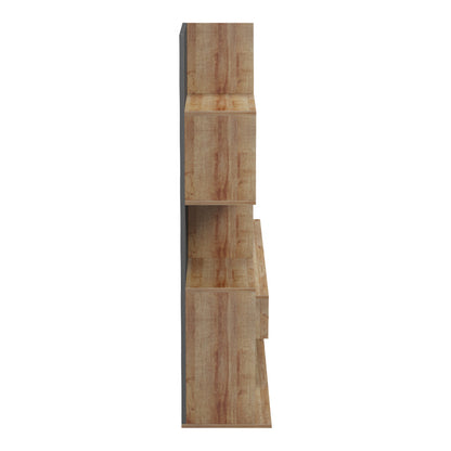 Cazenda tv unit with bookcase in oak and dark grey color 160x29x126cm