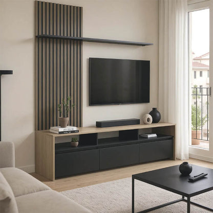 Delfina living room set in sonoma and black color 190x40x199.5cm