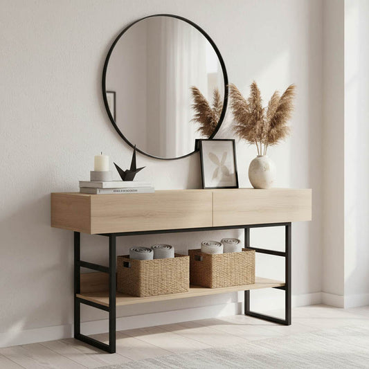 Console table Vien in sonoma-black color 139x43x75.5cm