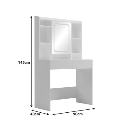 Dressing table Efilia with led in white color 90x40x145cm