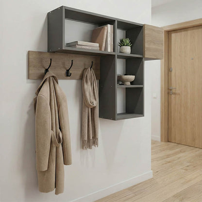 Wall shelf rack Wenia in sonoma-anthracite 99.5x15x61cm