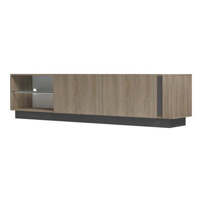 TV cabinet with Led Vario sonoma - anthracite 185.6x35x45cm