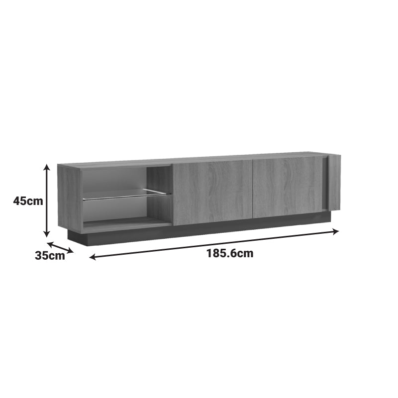 TV cabinet with Led Vario sonoma - anthracite 185.6x35x45cm