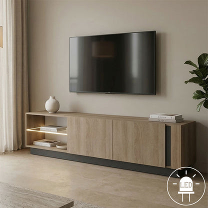 TV cabinet with Led Vario sonoma - anthracite 185.6x35x45cm
