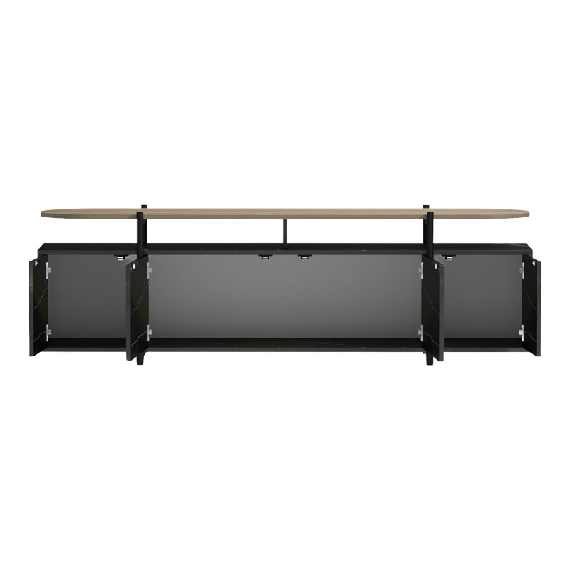 Medousa sonoma TV cabinet with black marble finish 160x35.5x50cm