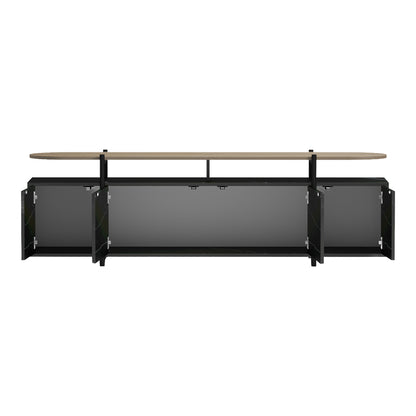 Medousa sonoma TV cabinet with black marble finish 160x35.5x50cm