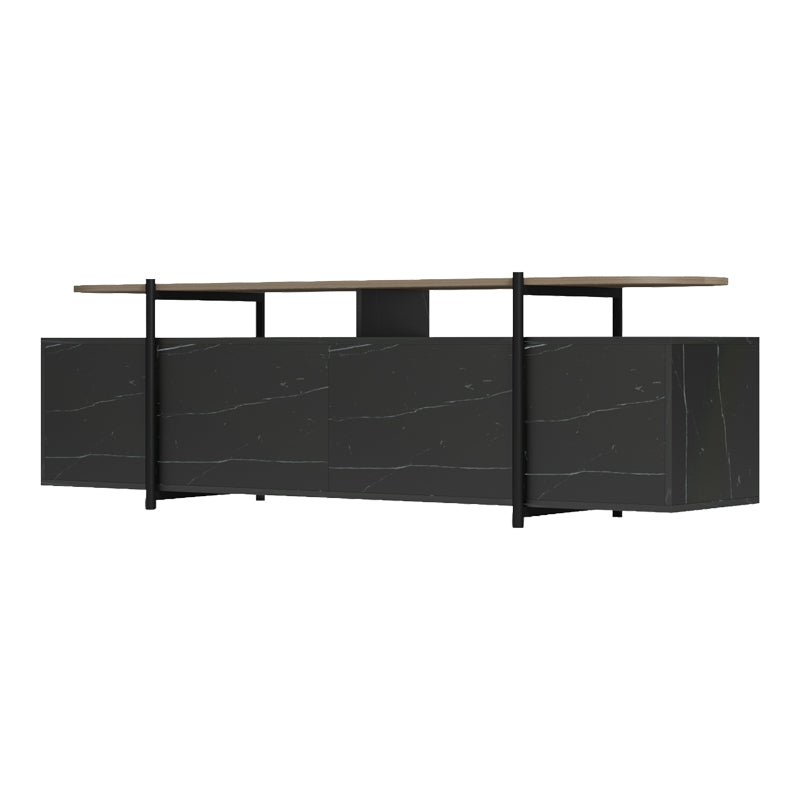 Medousa sonoma TV cabinet with black marble finish 160x35.5x50cm