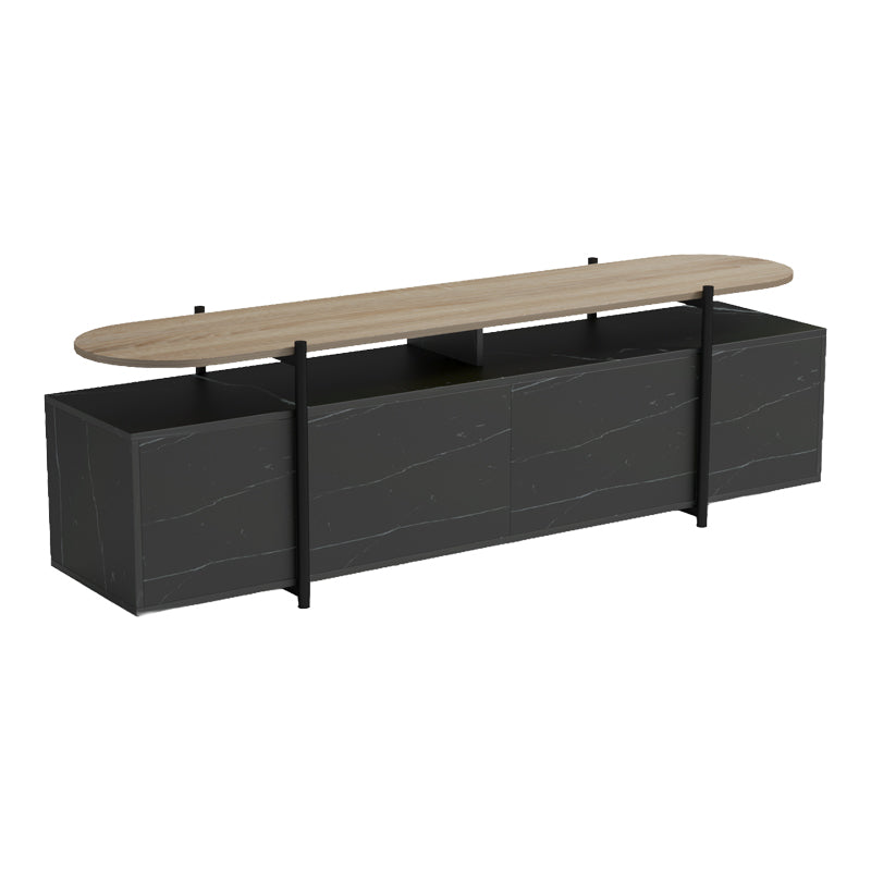 Medousa sonoma TV cabinet with black marble finish 160x35.5x50cm