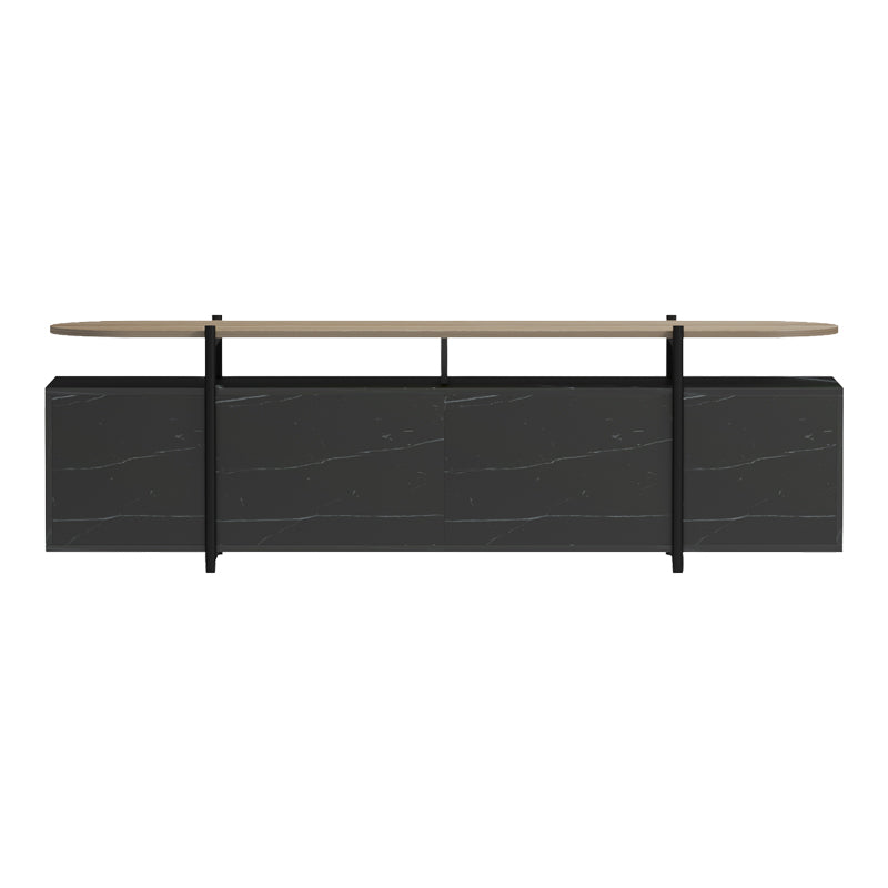 Medousa sonoma TV cabinet with black marble finish 160x35.5x50cm