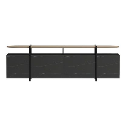 Medousa sonoma TV cabinet with black marble finish 160x35.5x50cm