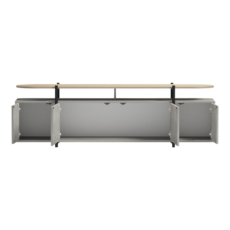 Medousa sonoma TV cabinet with grey-beige marble finish 160x35.5x50cm