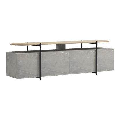 Medousa sonoma TV cabinet with grey-beige marble finish 160x35.5x50cm
