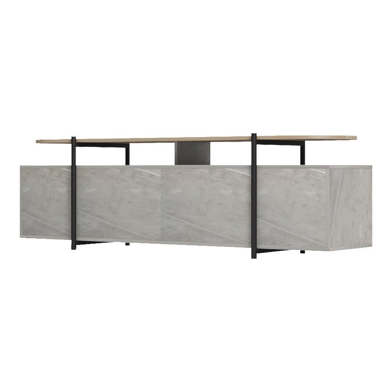 Medousa sonoma TV cabinet with grey-beige marble finish 160x35.5x50cm