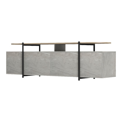Medousa sonoma TV cabinet with grey-beige marble finish 160x35.5x50cm