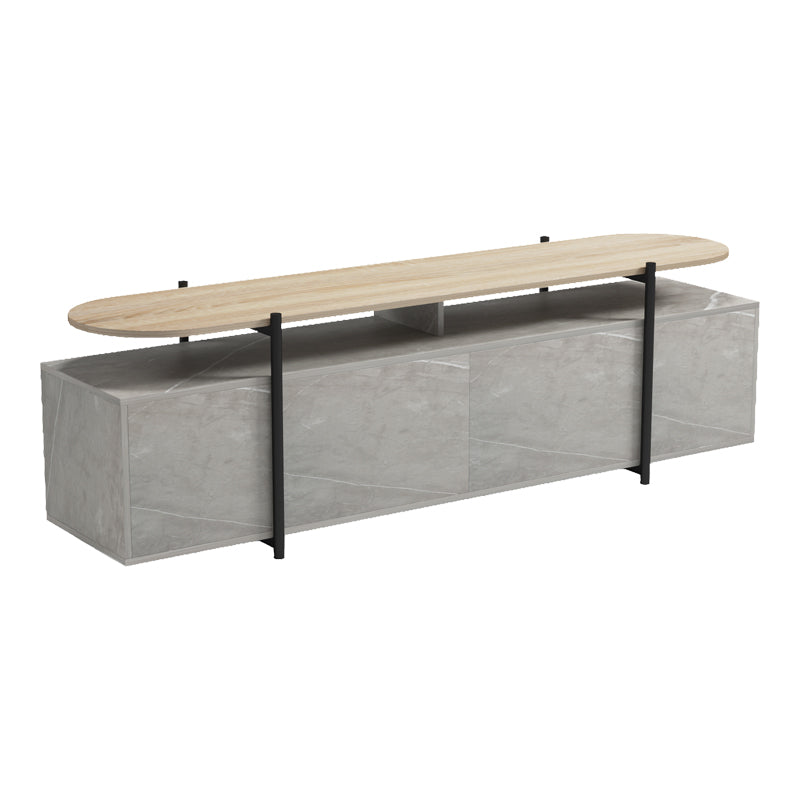 Medousa sonoma TV cabinet with grey-beige marble finish 160x35.5x50cm