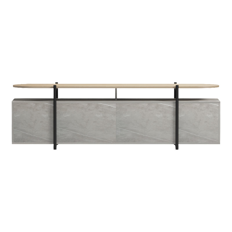Medousa sonoma TV cabinet with grey-beige marble finish 160x35.5x50cm