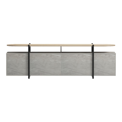 Medousa sonoma TV cabinet with grey-beige marble finish 160x35.5x50cm