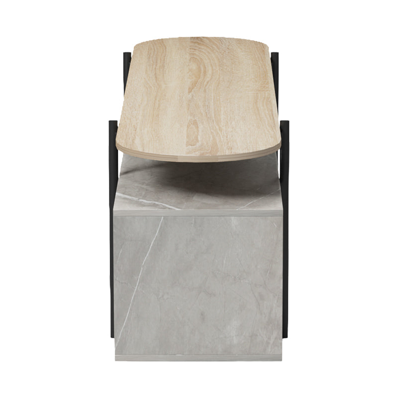 Medousa sonoma TV cabinet with grey-beige marble finish 160x35.5x50cm