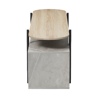 Medousa sonoma TV cabinet with grey-beige marble finish 160x35.5x50cm