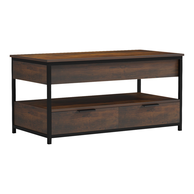 Coffee table Lumio brown rustic-black metal 100x50x48-63cm