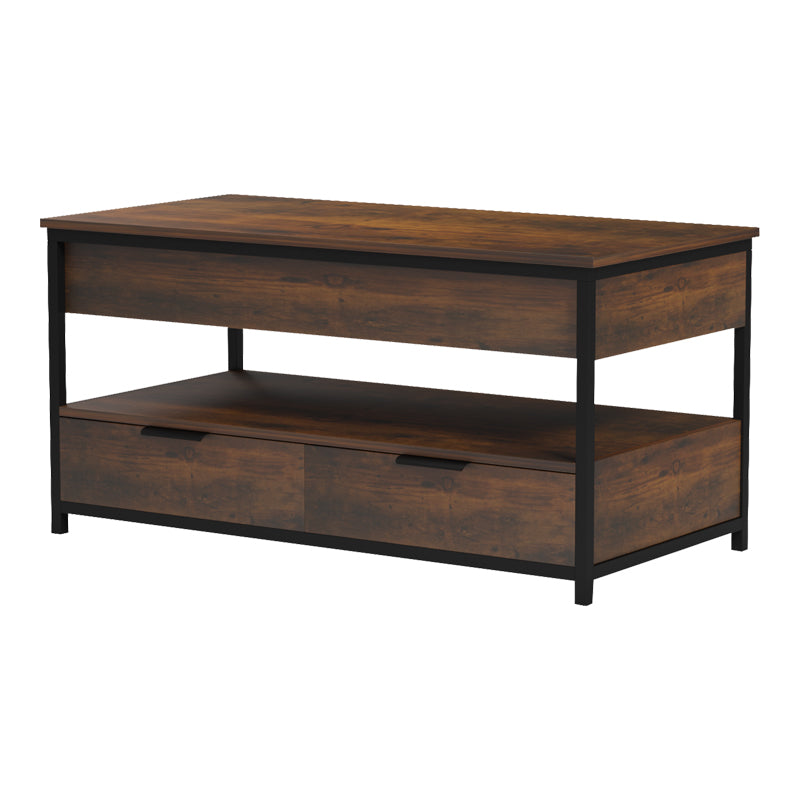Coffee table Lumio brown rustic-black metal 100x50x48-63cm