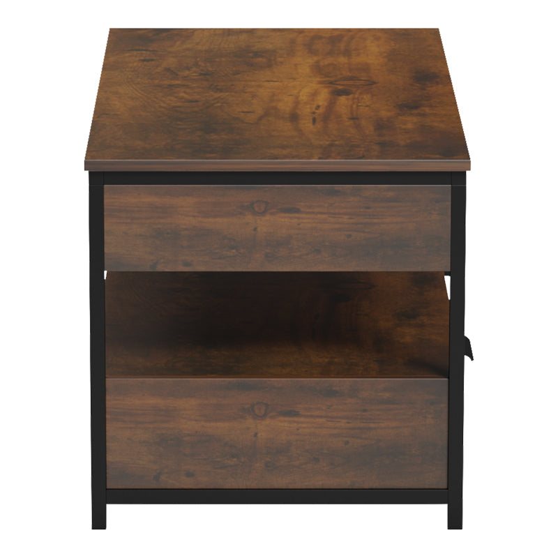 Coffee table Lumio brown rustic-black metal 100x50x48-63cm