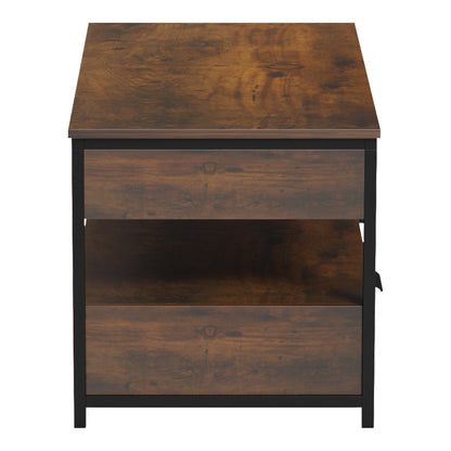 Coffee table Lumio brown rustic-black metal 100x50x48-63cm