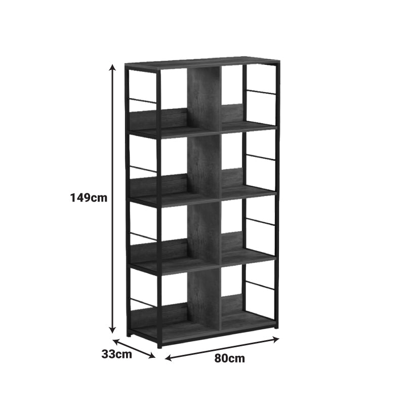 Bookcase-Shelf Bocklet rustic brown-black metal 80x33x149cm