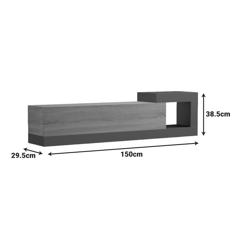 Wall-mounted TV cabinet Flato sonoma-anthracite 150x29.5x38.5cm