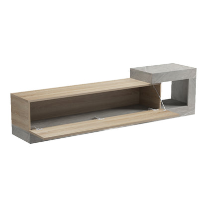 Wall-mounted TV cabinet Flato sonoma-gray beige marble look 150x29.5x38.5cm