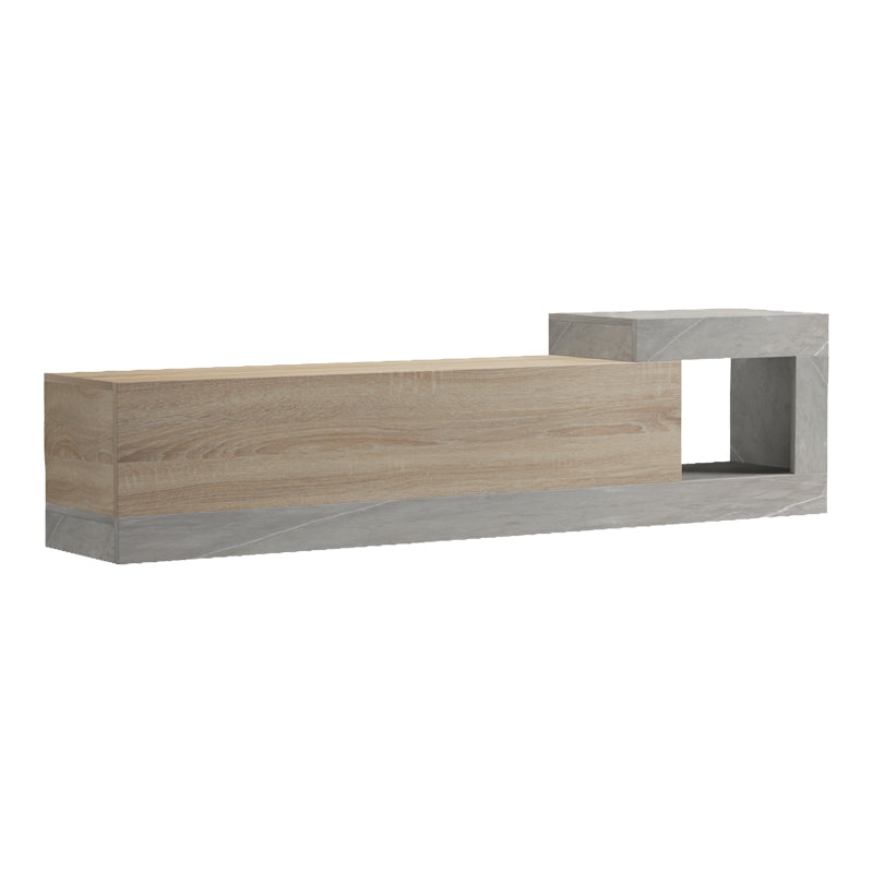 Wall-mounted TV cabinet Flato sonoma-gray beige marble look 150x29.5x38.5cm