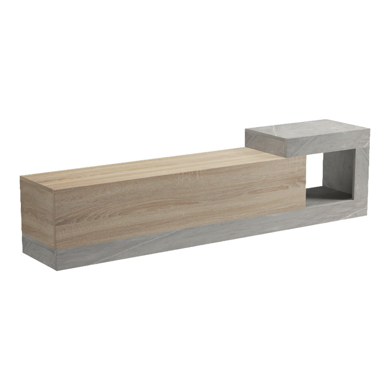 Wall-mounted TV cabinet Flato sonoma-gray beige marble look 150x29.5x38.5cm