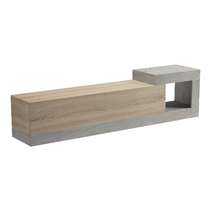 Wall-mounted TV cabinet Flato sonoma-gray beige marble look 150x29.5x38.5cm