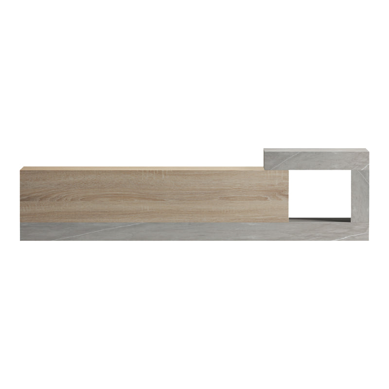 Wall-mounted TV cabinet Flato sonoma-gray beige marble look 150x29.5x38.5cm