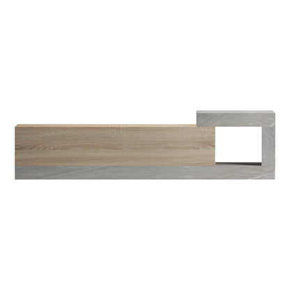 Wall-mounted TV cabinet Flato sonoma-gray beige marble look 150x29.5x38.5cm
